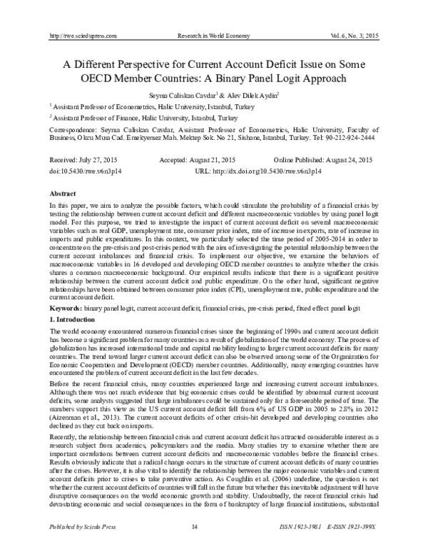 (PDF) A Different Perspective for Current Account Deficit Issue on Some ...