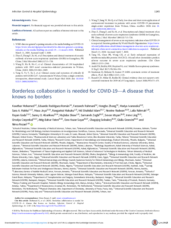 (PDF) Borderless collaboration is needed for COVID-19—A disease that ...