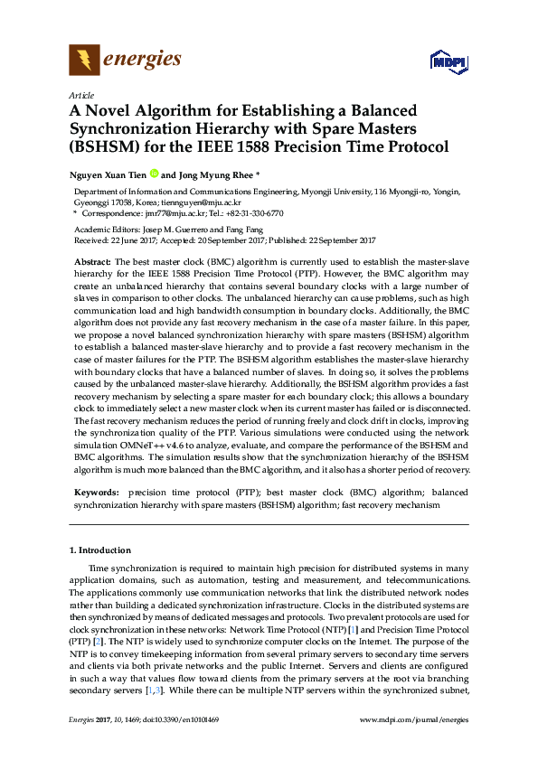 (PDF) A Novel Algorithm for Establishing a Balanced Synchronization ...