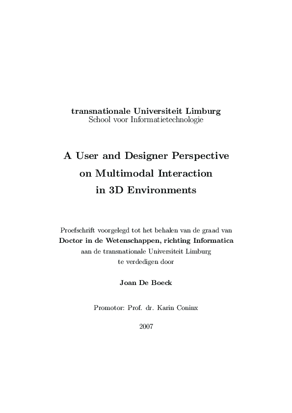 (PDF) A User and Designer Perspective on Multimodal Interaction in 3D ...