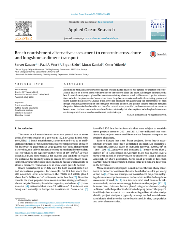 (PDF) Beach nourishment alternative assessment to constrain cross-shore ...