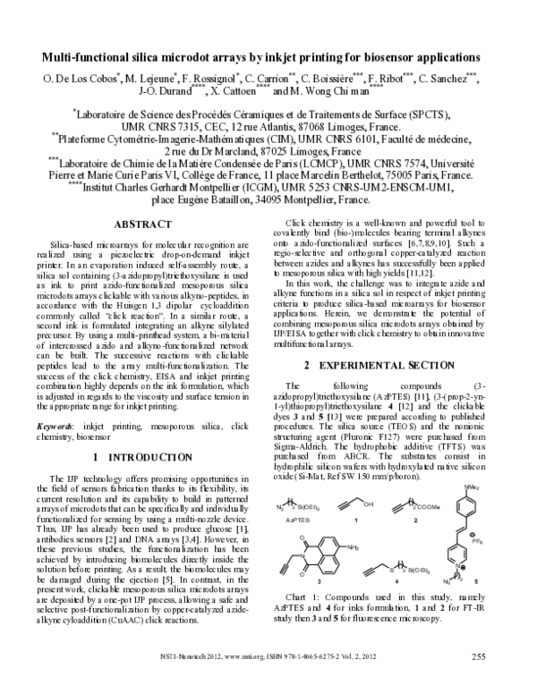 (PDF) Multifunctional silica microdot arrays by inkjet printing for