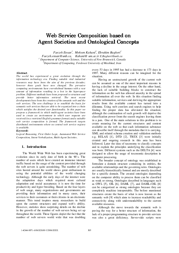 (PDF) Web Service Composition based on Agent Societies and Ontological ...