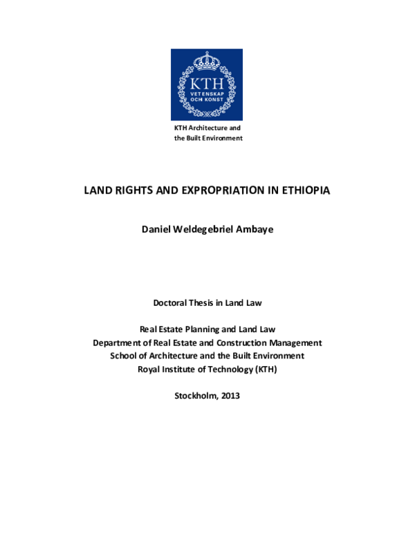 PDF) Land Rights and Expropriation in Ethiopia