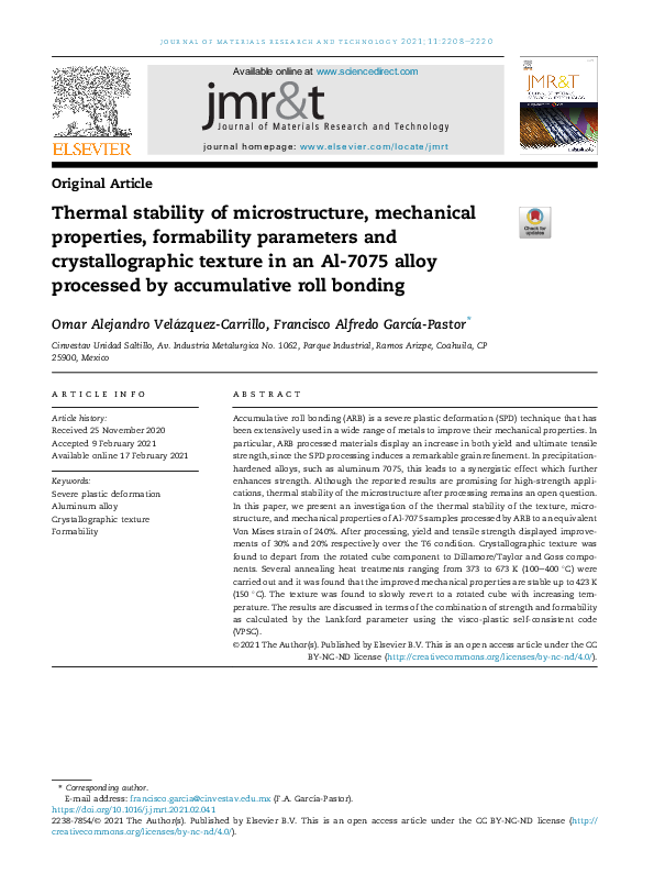 (PDF) Thermal stability of microstructure, mechanical properties ...