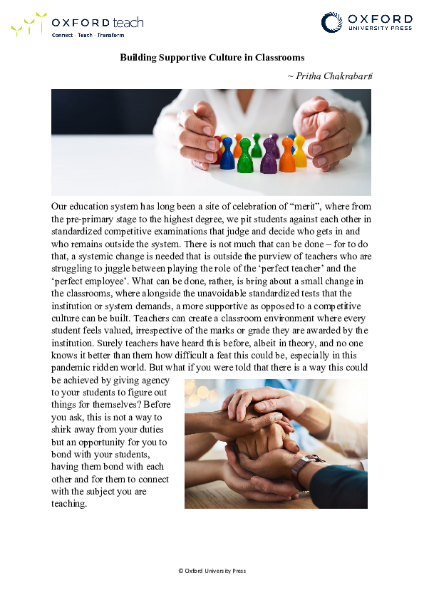 (PDF) Building Supportive Cultures in Classroom