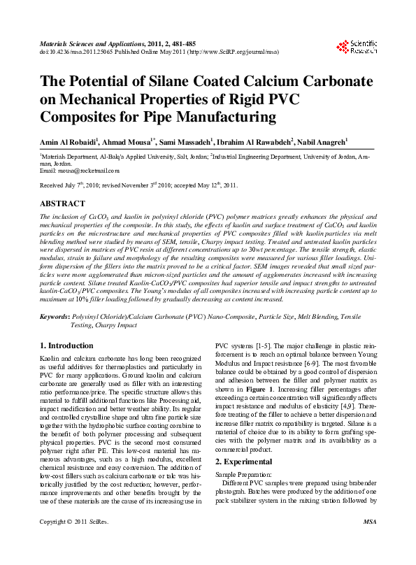 (PDF) The Potential of Silane Coated Calcium Carbonate on Mechanical ...