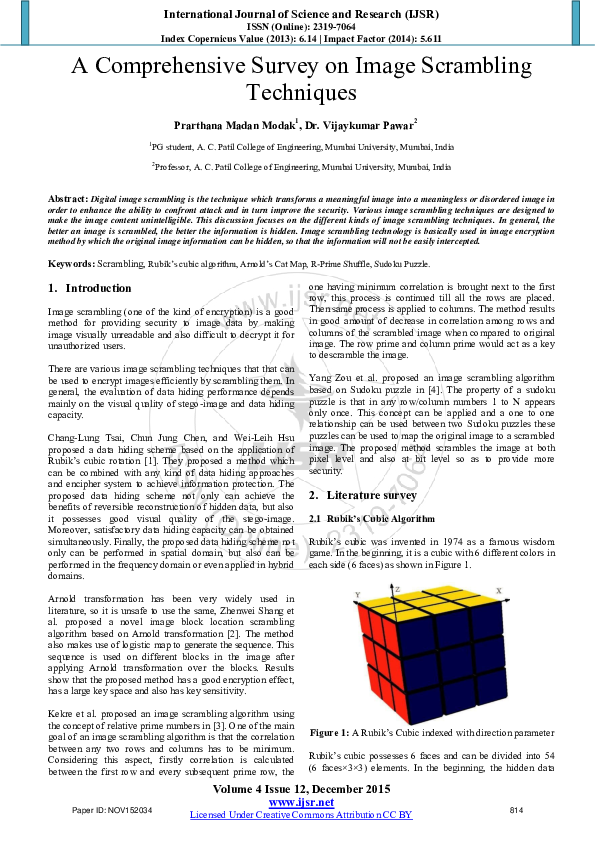 PDF) A Comprehensive Survey on Image Scrambling Techniques
