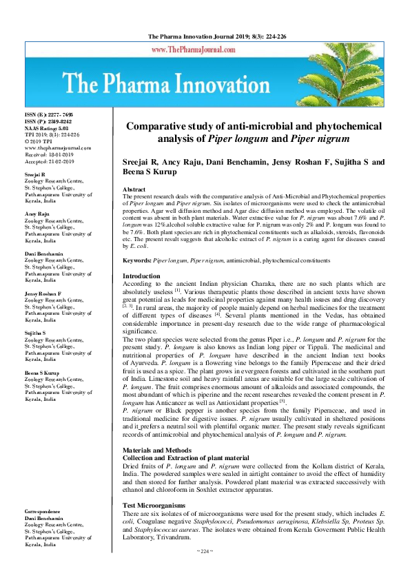 (PDF) Comparative study of anti-microbial and phytochemical analysis of ...