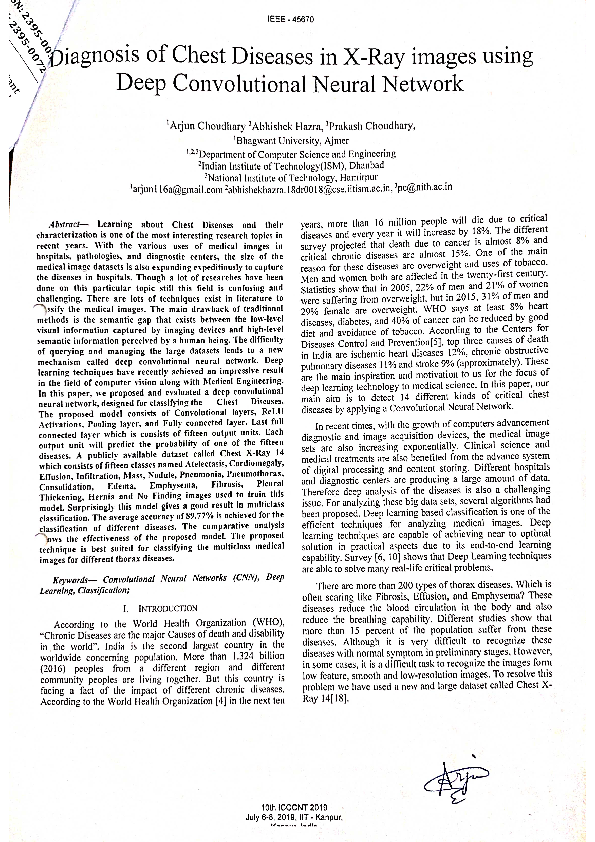 (PDF) Diagnosis of Chest Diseases in X-Ray images using Deep ...