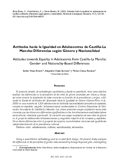 (PDF) Actitudes hacia la Igualdad en Adolescentes de Castilla-La Mancha ...