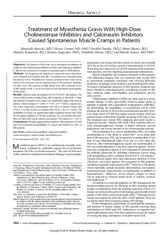 (PDF) Treatment of Myasthenia Gravis With High-Dose Cholinesterase ...