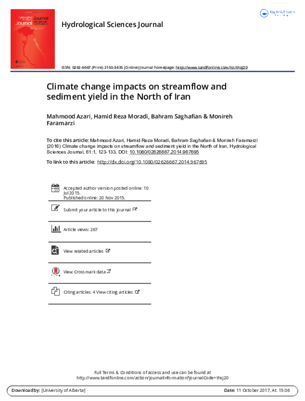 (PDF) Climate change impacts on streamflow and sediment yield in the ...