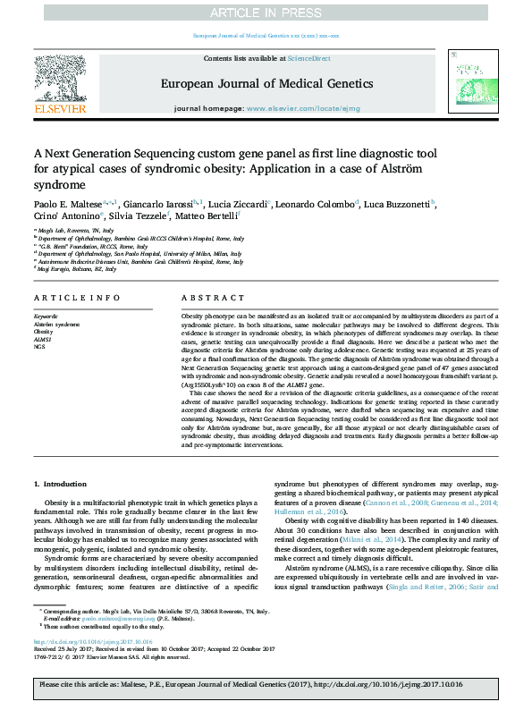 (PDF) A Next Generation Sequencing custom gene panel as first line ...