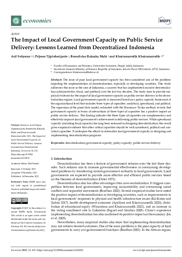 (PDF) The Impact of Local Government Capacity on Public Service ...
