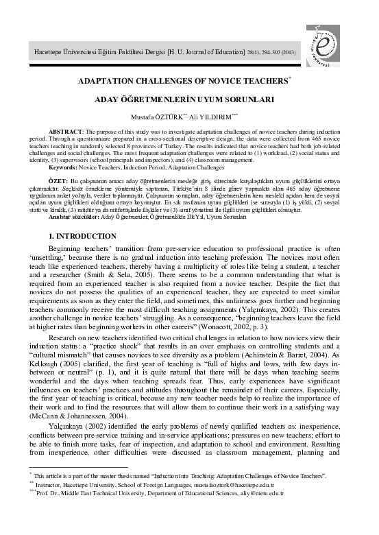 (PDF) Adaptation Challenges of Novice Teachers