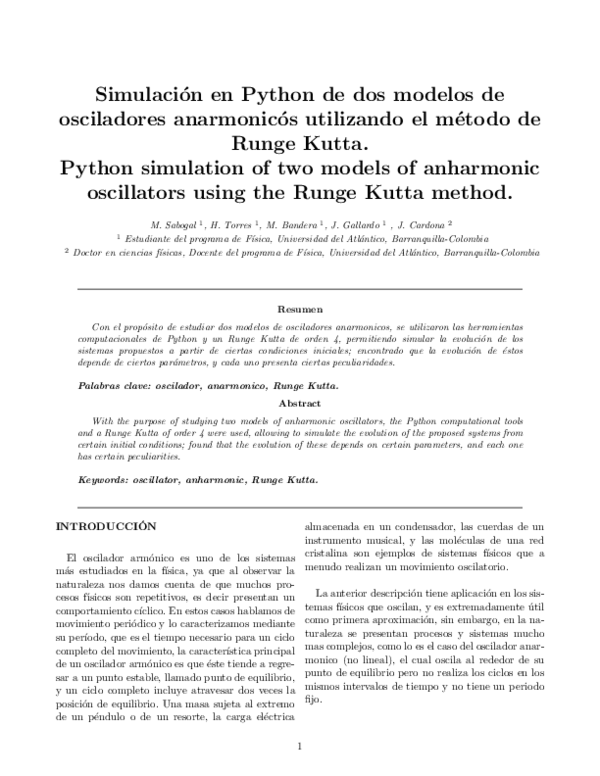 (PDF) Python simulation of two models of anharmonic oscillators using ...
