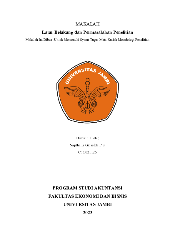 (DOC) Makalah Latar Belakang dan Permasalahan Penelitian Napthalia