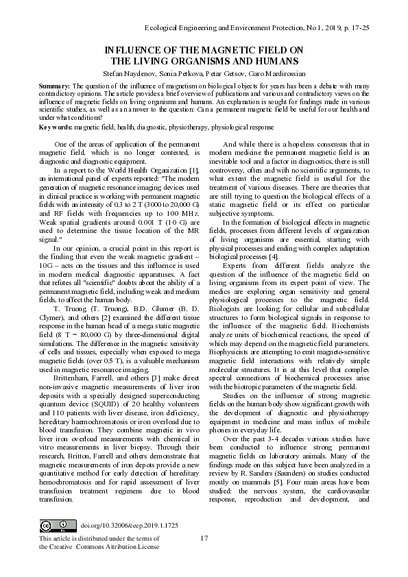 (PDF) Influence of the Magnetic Field on the Living Organisms and Humans