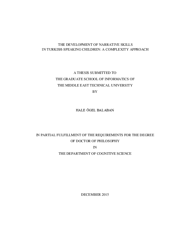 (PDF) The development of narrative skills in Turkish-speaking children ...