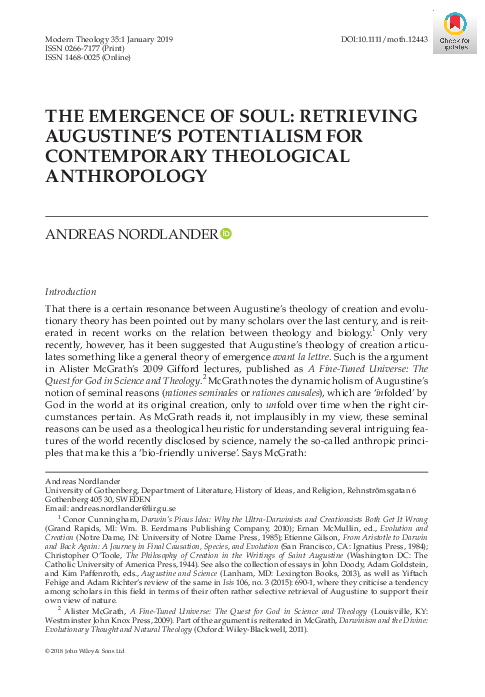 (PDF) The Emergence of Soul: Retrieving Augustine’s Potentialism for ...