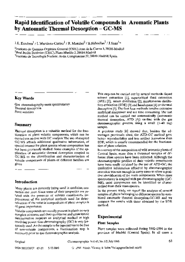 (PDF) Rapid identification of volatile compounds in aromatic plants by ...