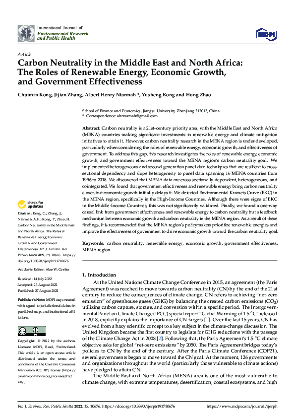 (PDF) Carbon Neutrality in the Middle East and North Africa: The Roles ...