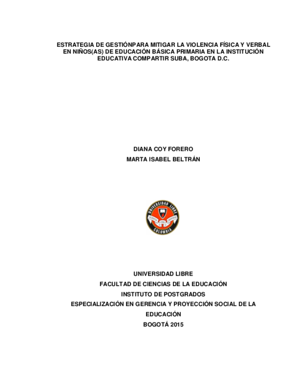 (PDF) estrategia de gestion para mitigar la violencia fisica y verbal ...