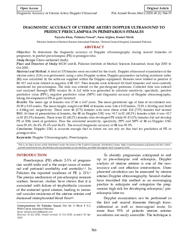 (PDF) Diagnostic Accuracy of Uterine Artery Doppler and Umbilical ...
