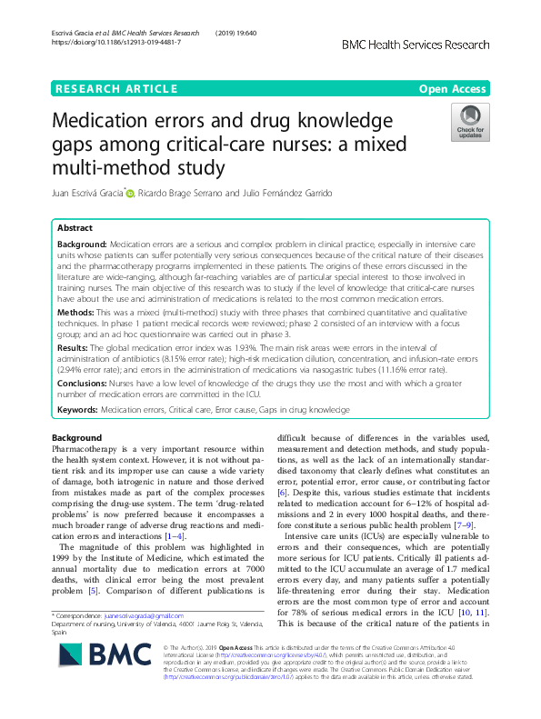 (PDF) Medication errors and drug knowledge gaps among critical-care ...