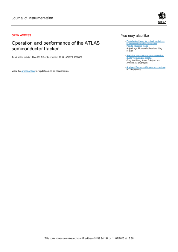 (PDF) Operation and performance of the ATLAS semiconductor tracker