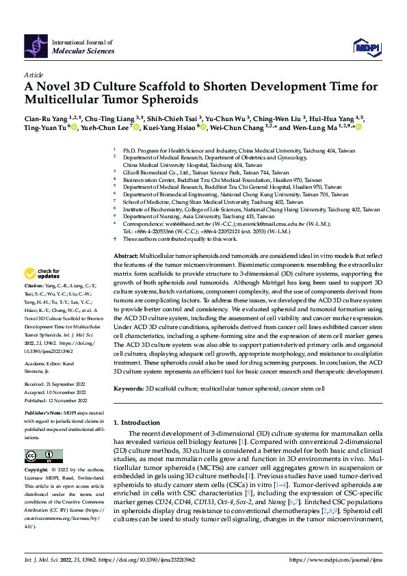 (PDF) A Novel 3D Culture Scaffold to Shorten Development Time for ...