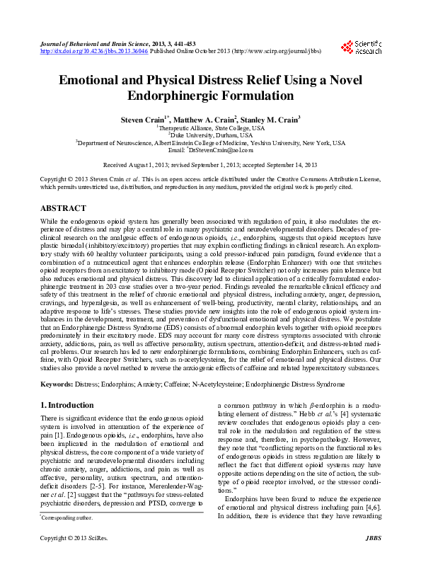 (PDF) Emotional and Physical Distress Relief Using a Novel ...