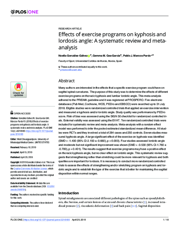 (PDF) Effects of exercise programs on kyphosis and lordosis angle: A ...