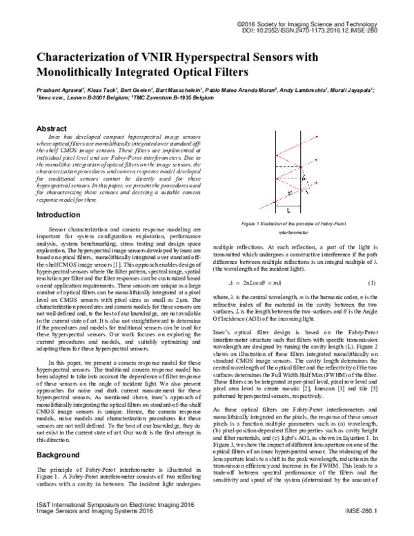 (PDF) Characterization of VNIR Hyperspectral Sensors with ...