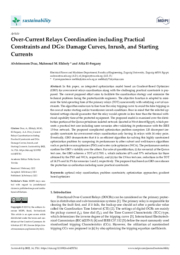(PDF) Over-Current Relays Coordination including Practical Constraints ...