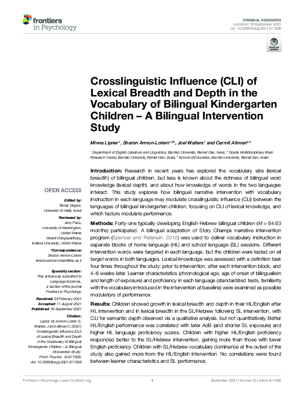 (PDF) Crosslinguistic Influence (CLI) of Lexical Breadth and Depth in ...