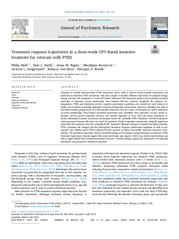 (PDF) Treatment response trajectories in a three-week CPT-Based ...