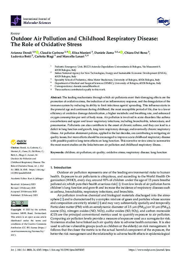 (PDF) Outdoor Air Pollution and Childhood Respiratory Disease: The Role ...
