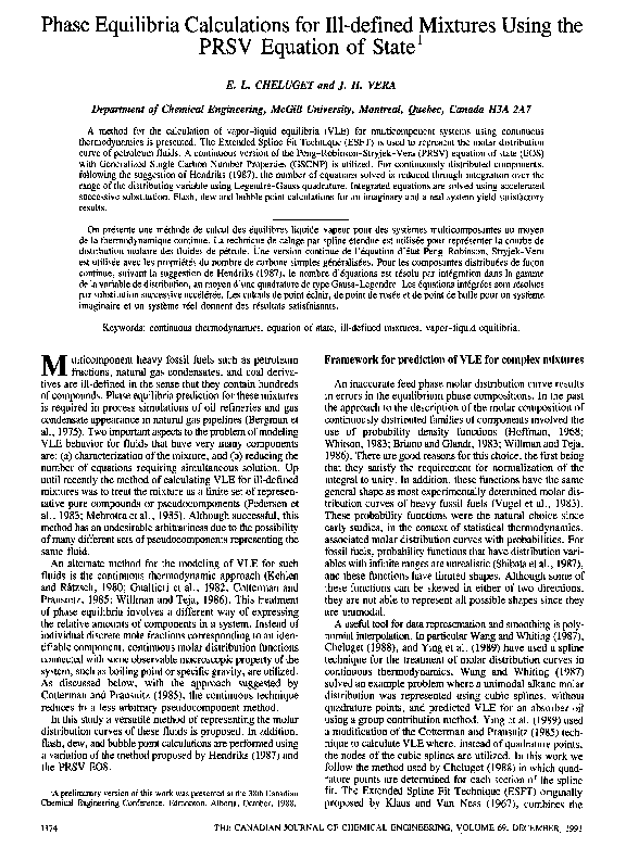 (PDF) Phase equilibria calculations for ill-defined mixtures using the ...