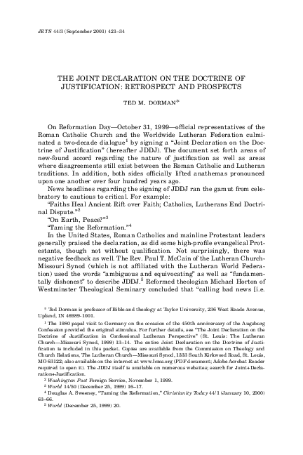 (PDF) Joint Declaration on the Doctrine of Justification