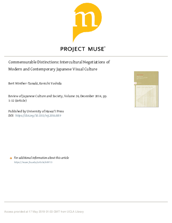 (PDF) Commensurable Distinctions: Intercultural Negotiations of Modern ...