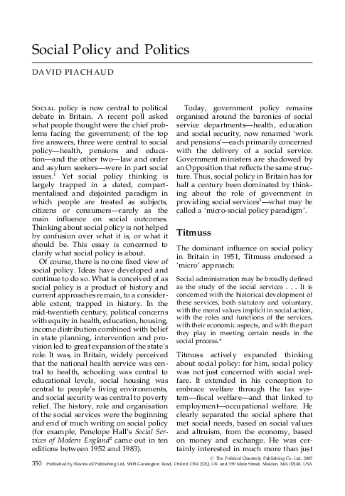(PDF) Social Policy and Politics