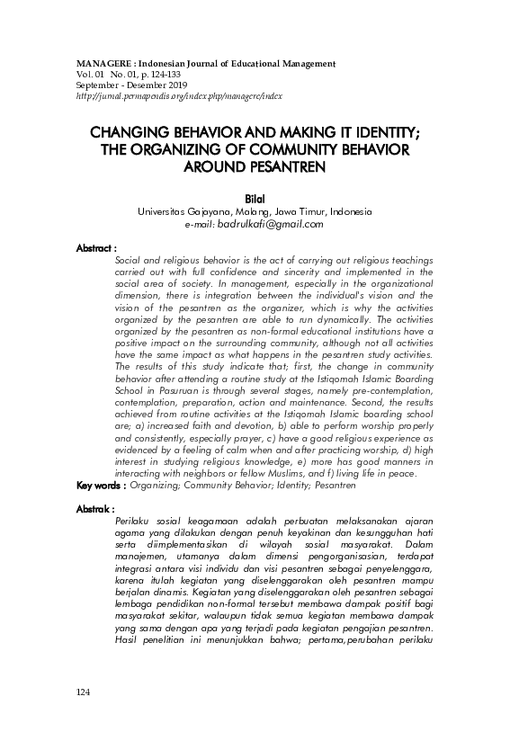 (PDF) Changing Behavior and Making It Identity; the Organizing of ...