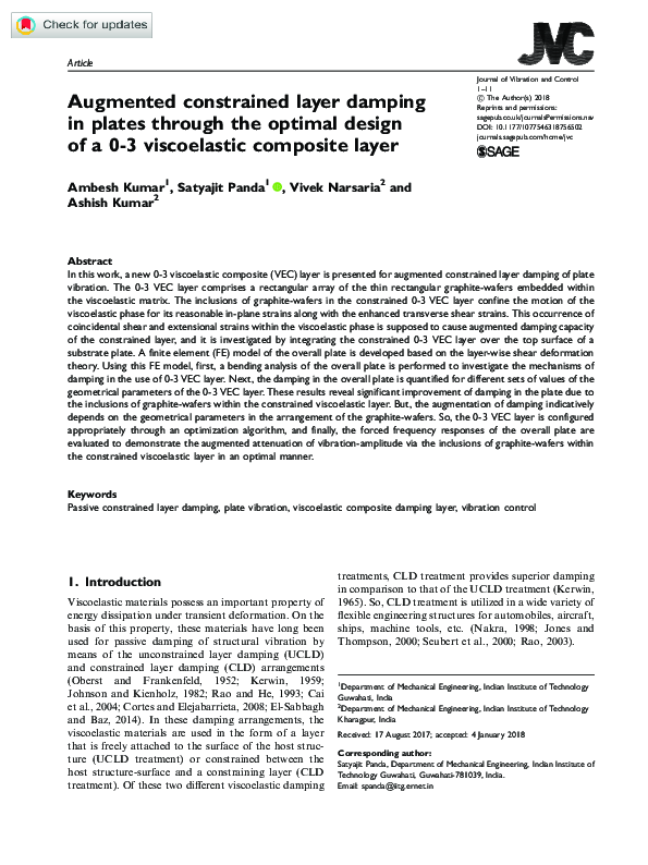 (PDF) Augmented constrained layer damping in plates through the optimal ...