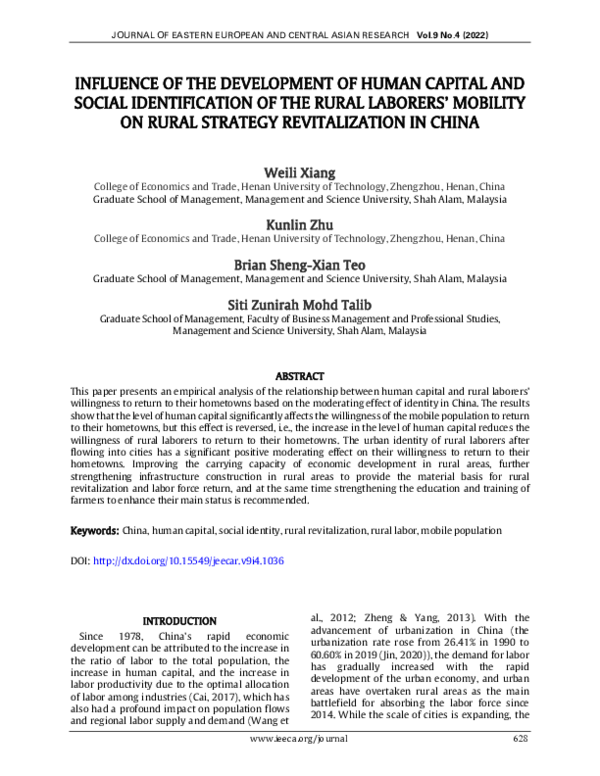(PDF) Influence of the development of human capital and social ...