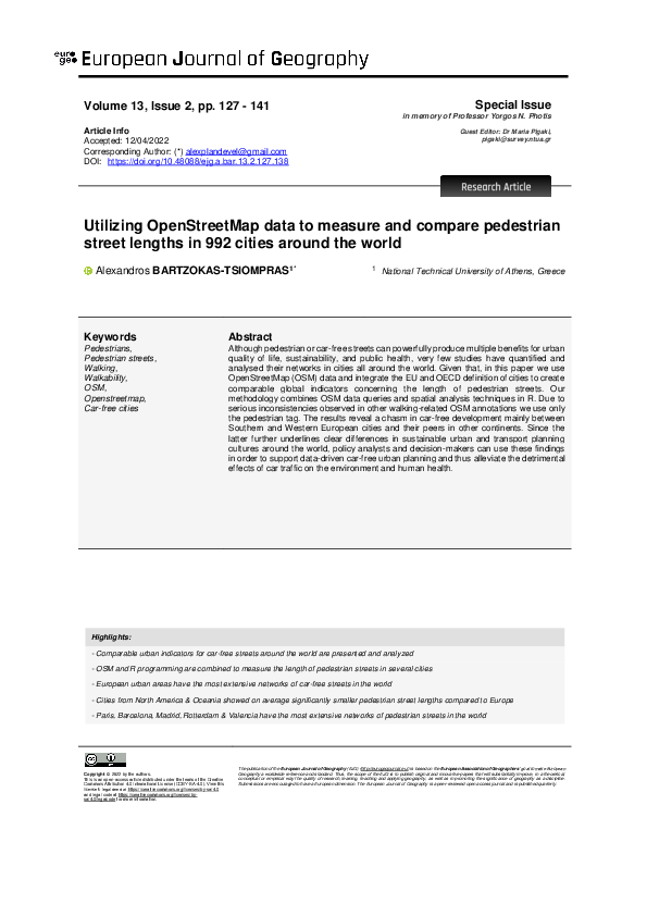 (PDF) Utilizing OpenStreetMap data to measure and compare pedestrian ...
