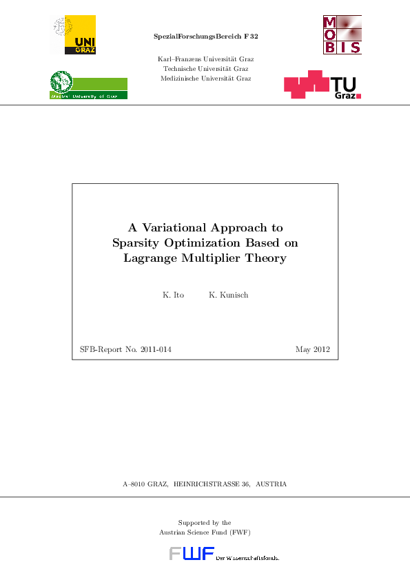 (PDF) A variational approach to sparsity optimization based on Lagrange ...