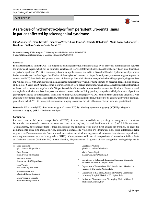 (PDF) A rare case of hydrometrocolpos from persistent urogenital sinus ...
