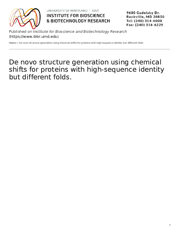 (PDF) De novo structure generation using chemical shifts for proteins ...
